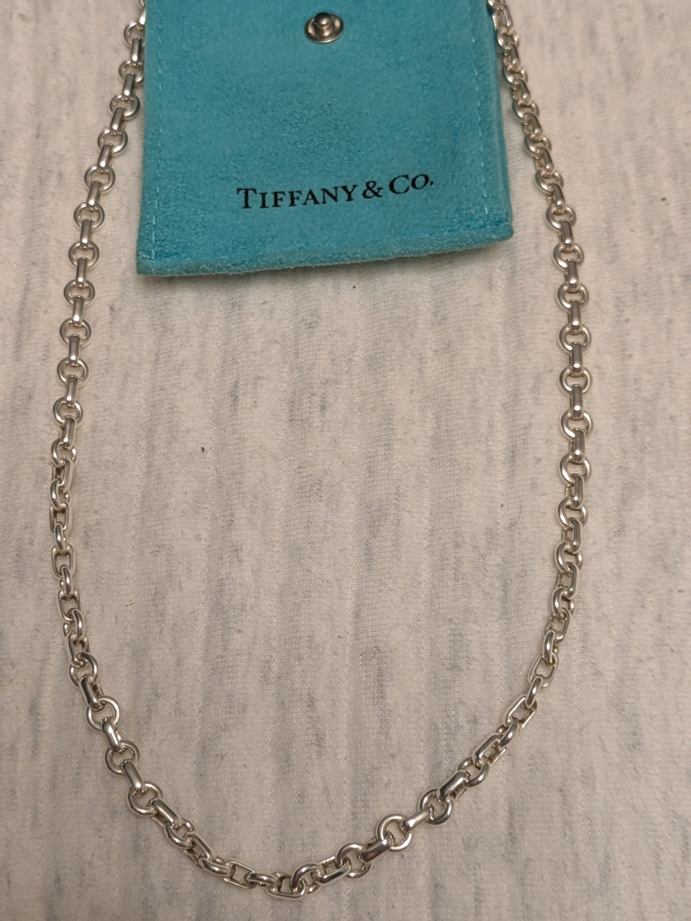 Tiffany & Co. Sterling Silver Oval Link Chain Necklace with Pouch